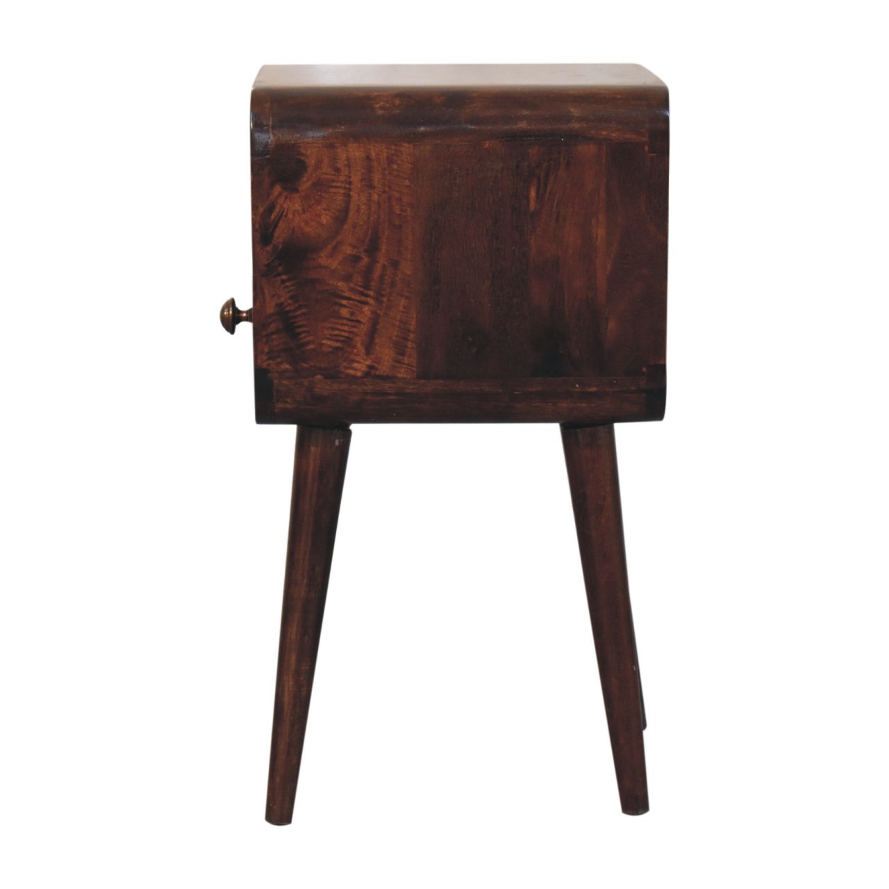Mini California Walnut Curved Bedside with Open Slot - Image 8