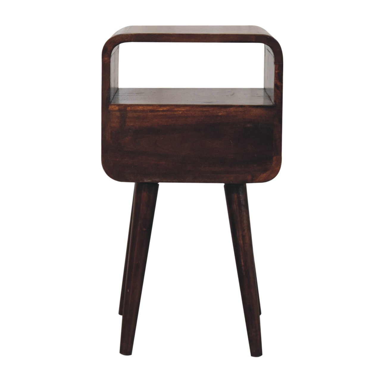 Mini California Walnut Curved Bedside with Open Slot - Image 9