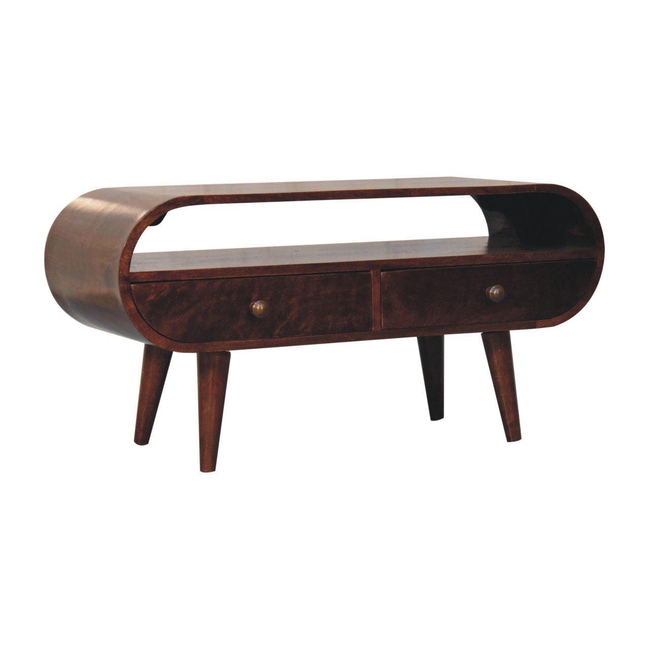 California Walnut Circular TV Stand - Image 2