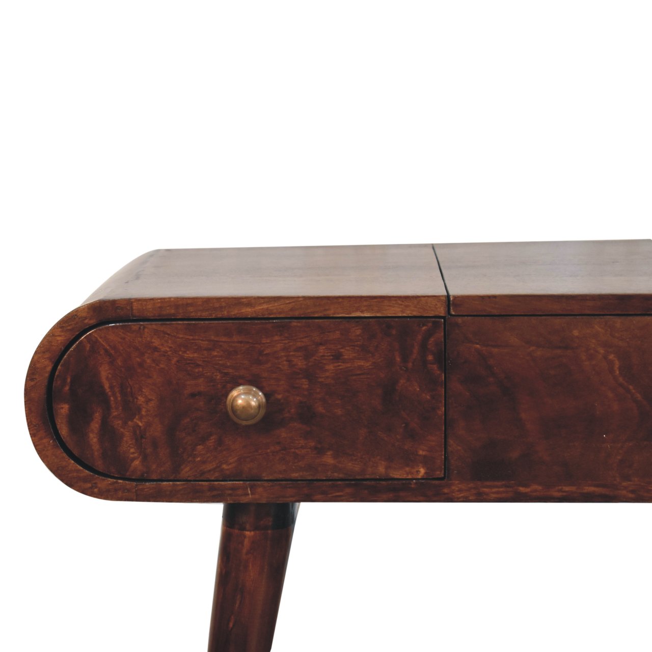 California Walnut Dressing Table with Foldable Mirror - Image 4