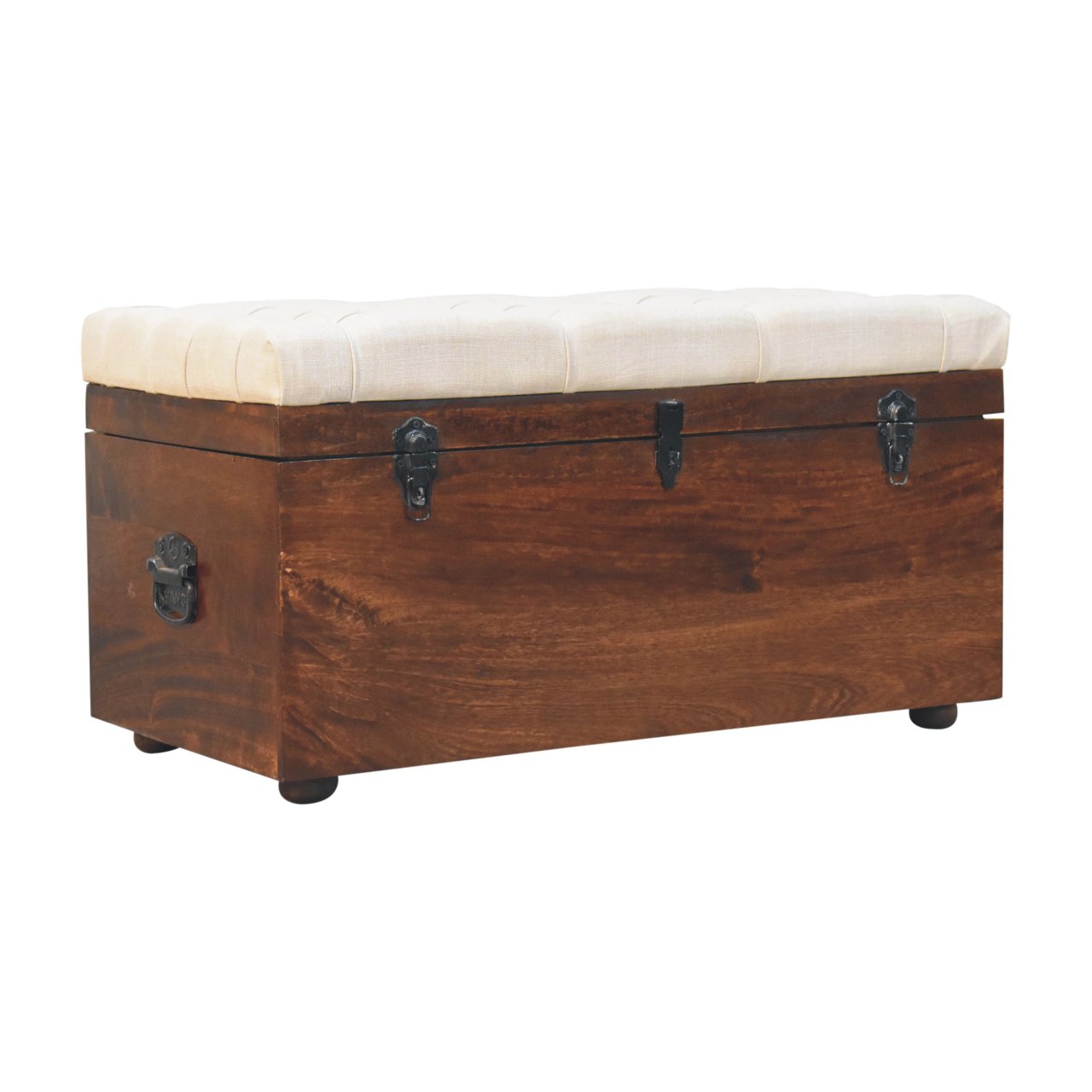 California Walnut White Linen Storage Trunk - Image 2