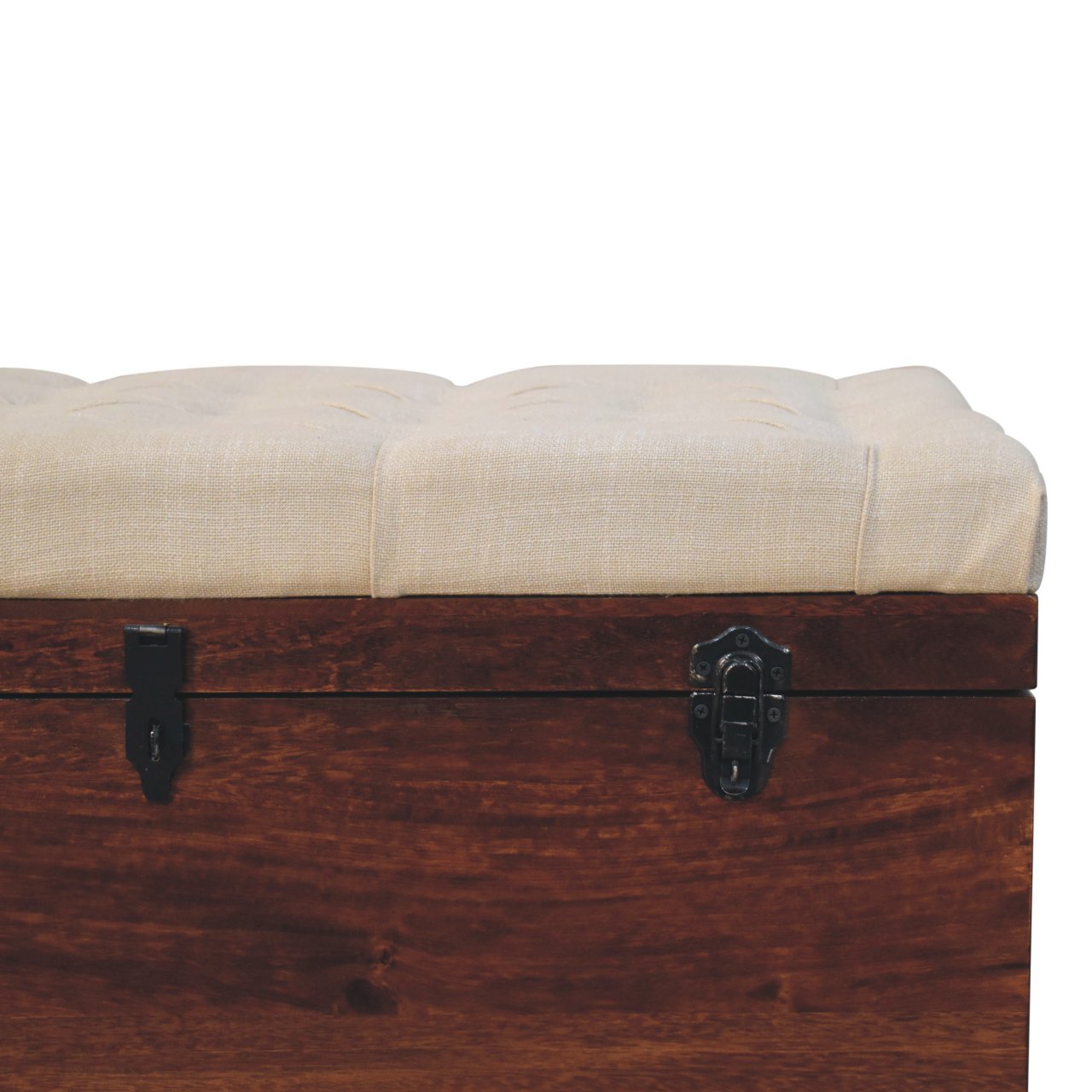 California Walnut White Linen Storage Trunk - Image 4