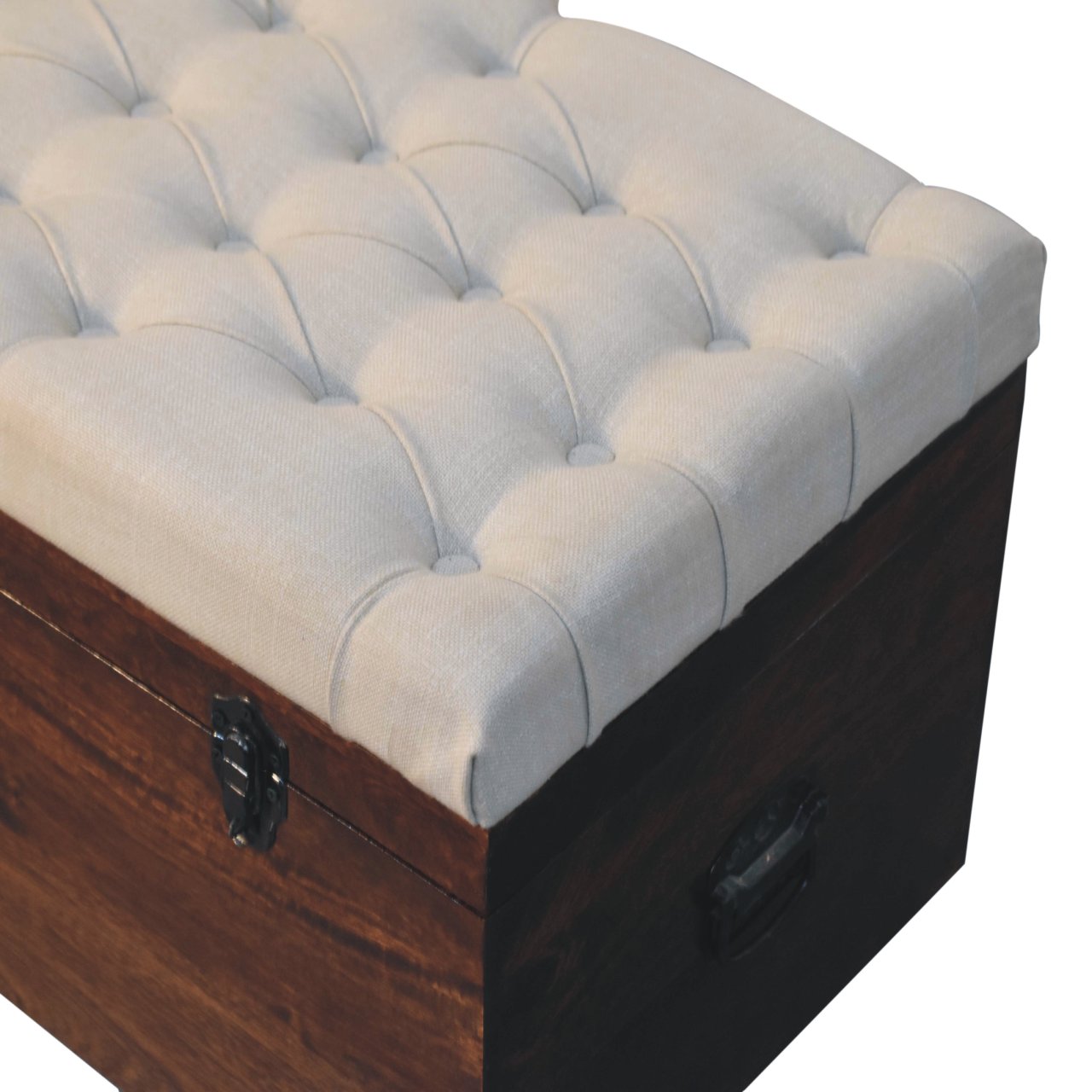 California Walnut White Linen Storage Trunk - Image 5