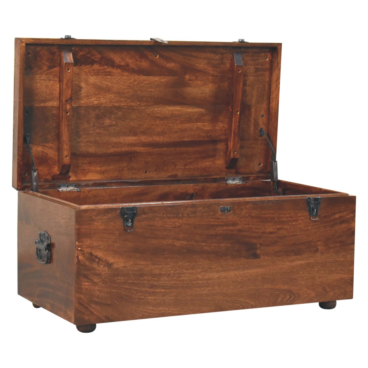 California Walnut White Linen Storage Trunk - Image 6