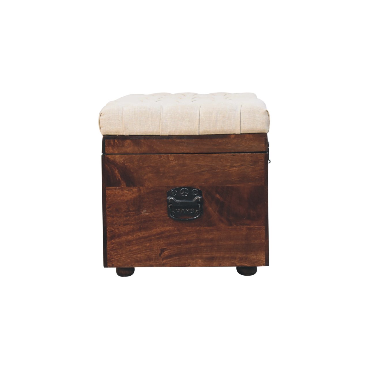 California Walnut White Linen Storage Trunk - Image 8