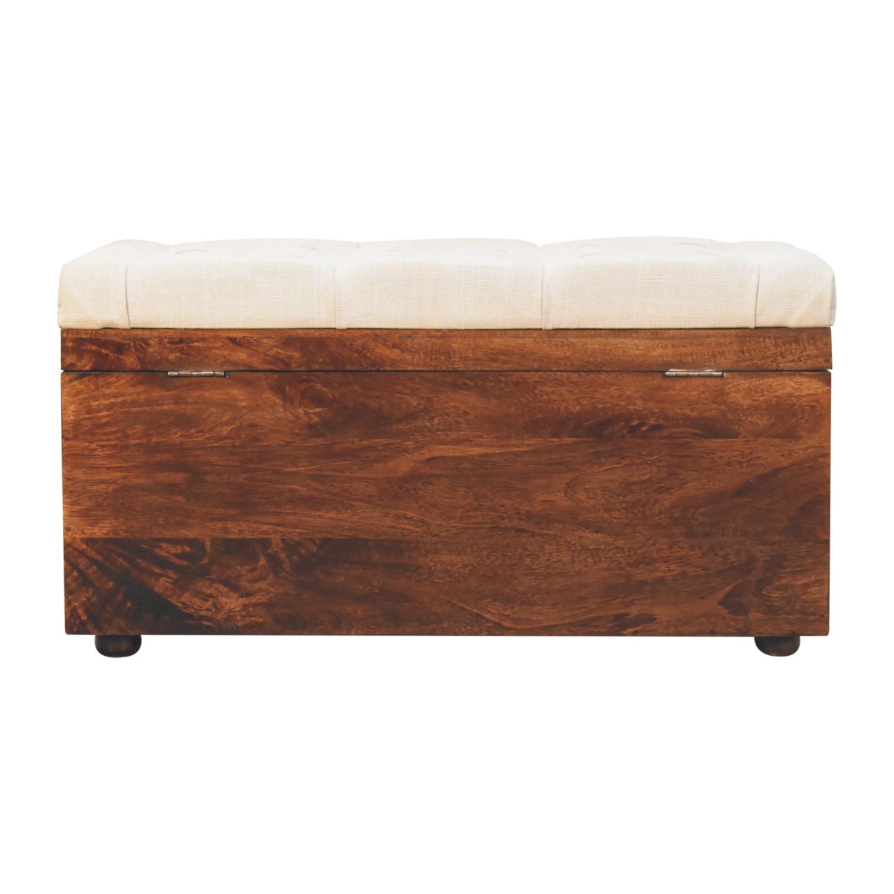 California Walnut White Linen Storage Trunk - Image 9