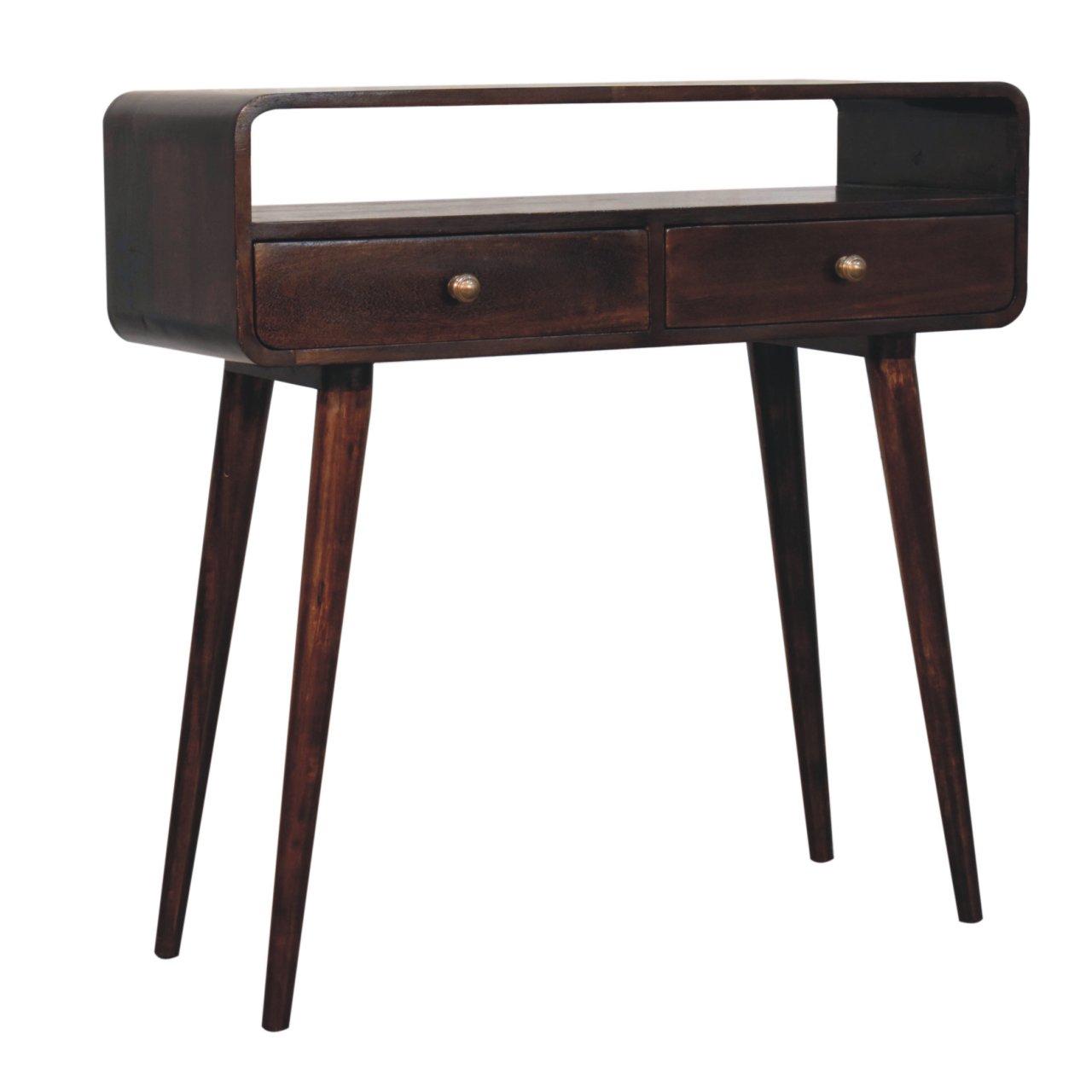 Curved California Walnut Console Table - Image 2