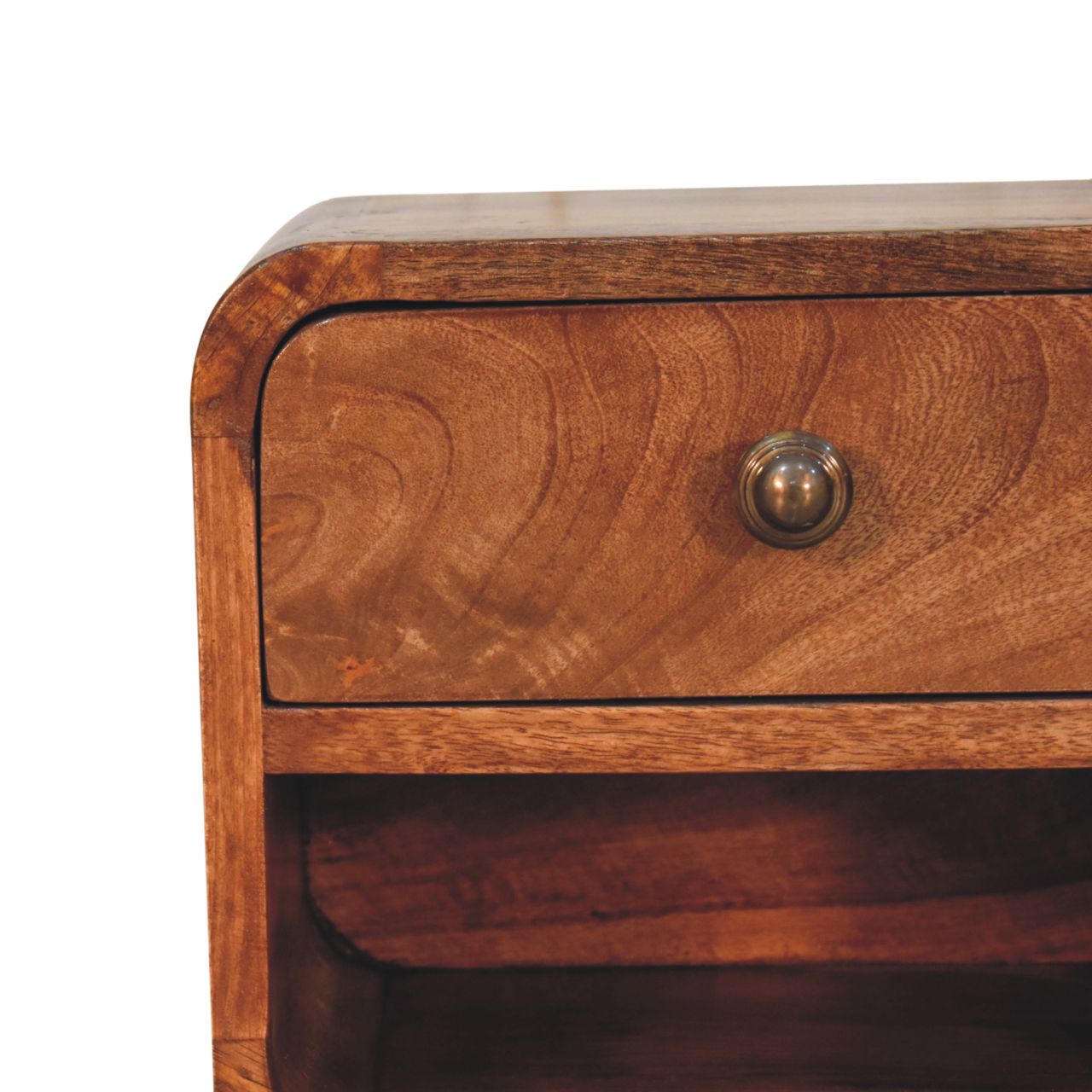 Mini Honey Caramel Wall Mounted Bedside with Open Slot - Image 3