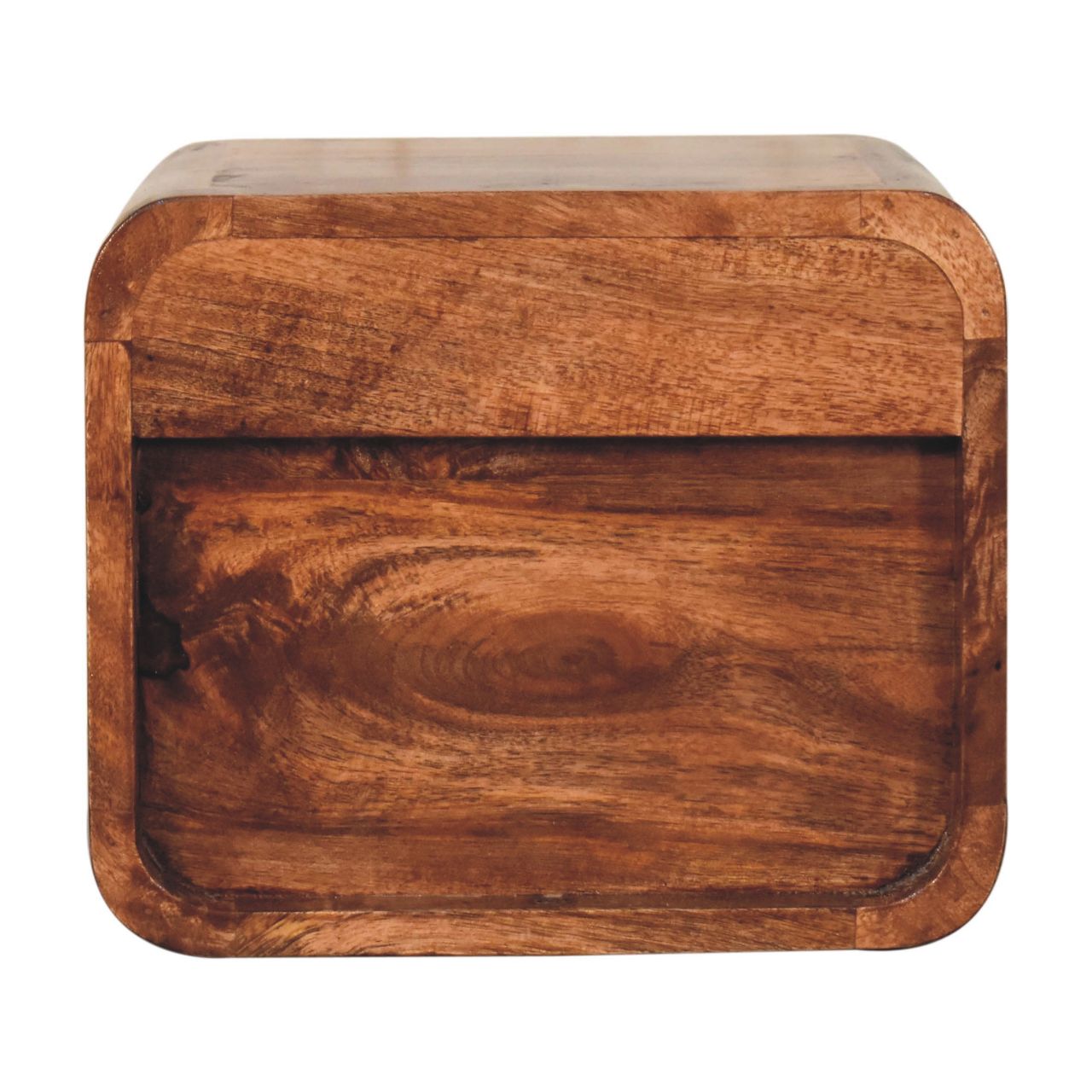 Mini Honey Caramel Wall Mounted Bedside with Open Slot - Image 7