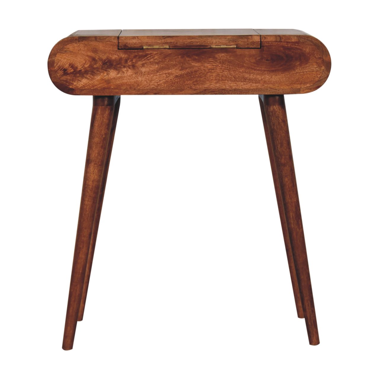 Mini Honey Caramel Dressing Table with Foldable Mirror - Image 9