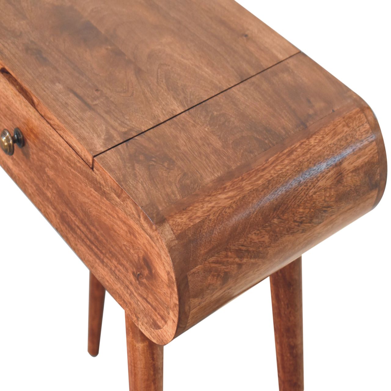 Mini Honey Caramel Dressing Table with Foldable Mirror - Image 4