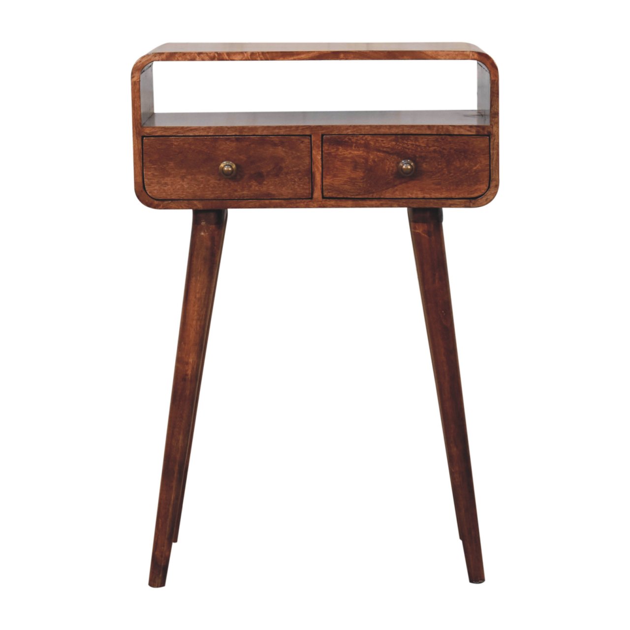 Mini Curved Honey Caramel Console Table - Image 2