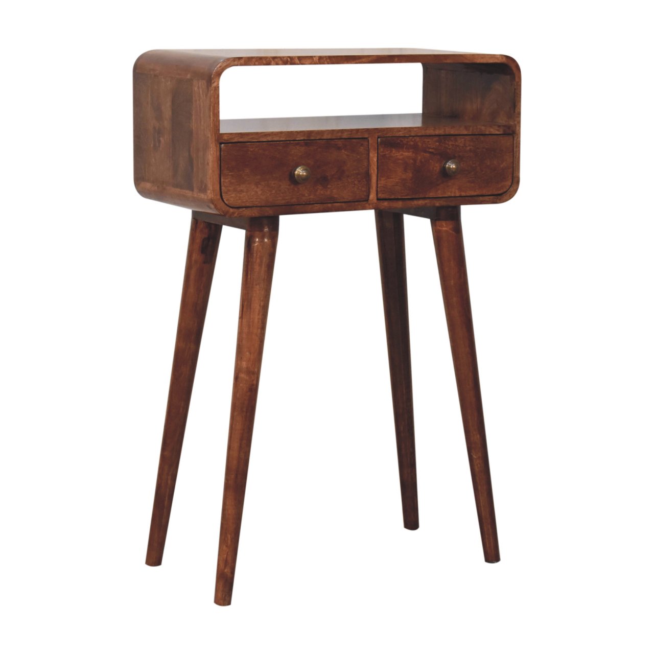 Mini Curved Honey Caramel Console Table - Image 3