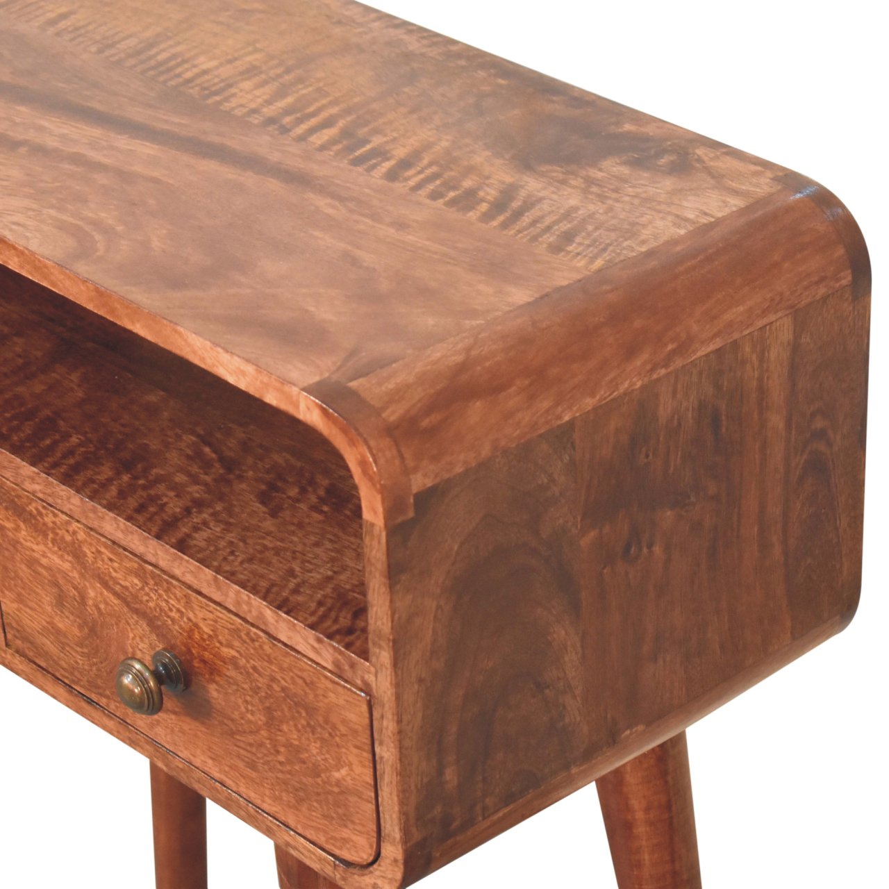 Mini Curved Honey Caramel Console Table - Image 5