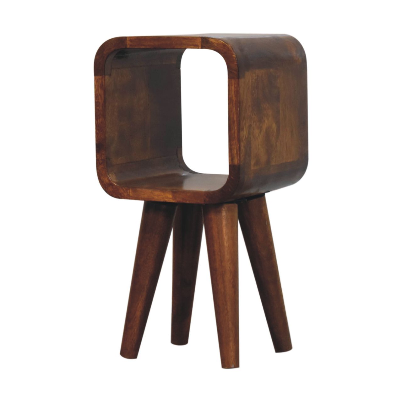 Extra Mini Minimalist Open Curved Chestnut Bedside - Image 2