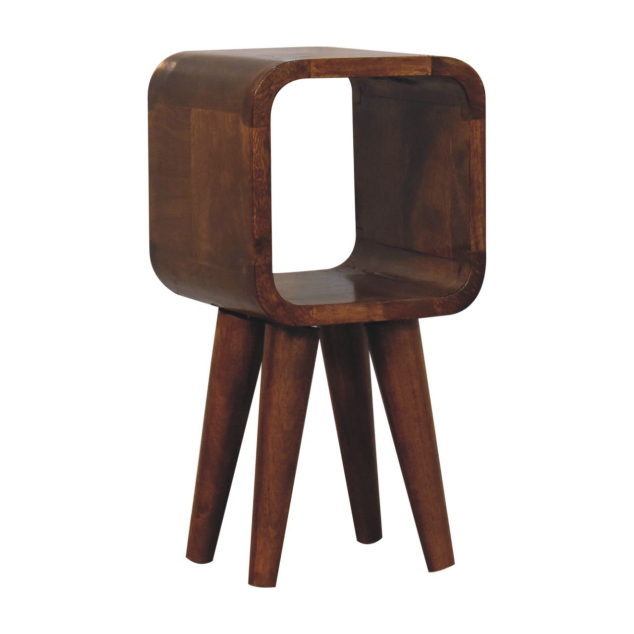 Extra Mini Minimalist Open Curved Chestnut Bedside - Image 3