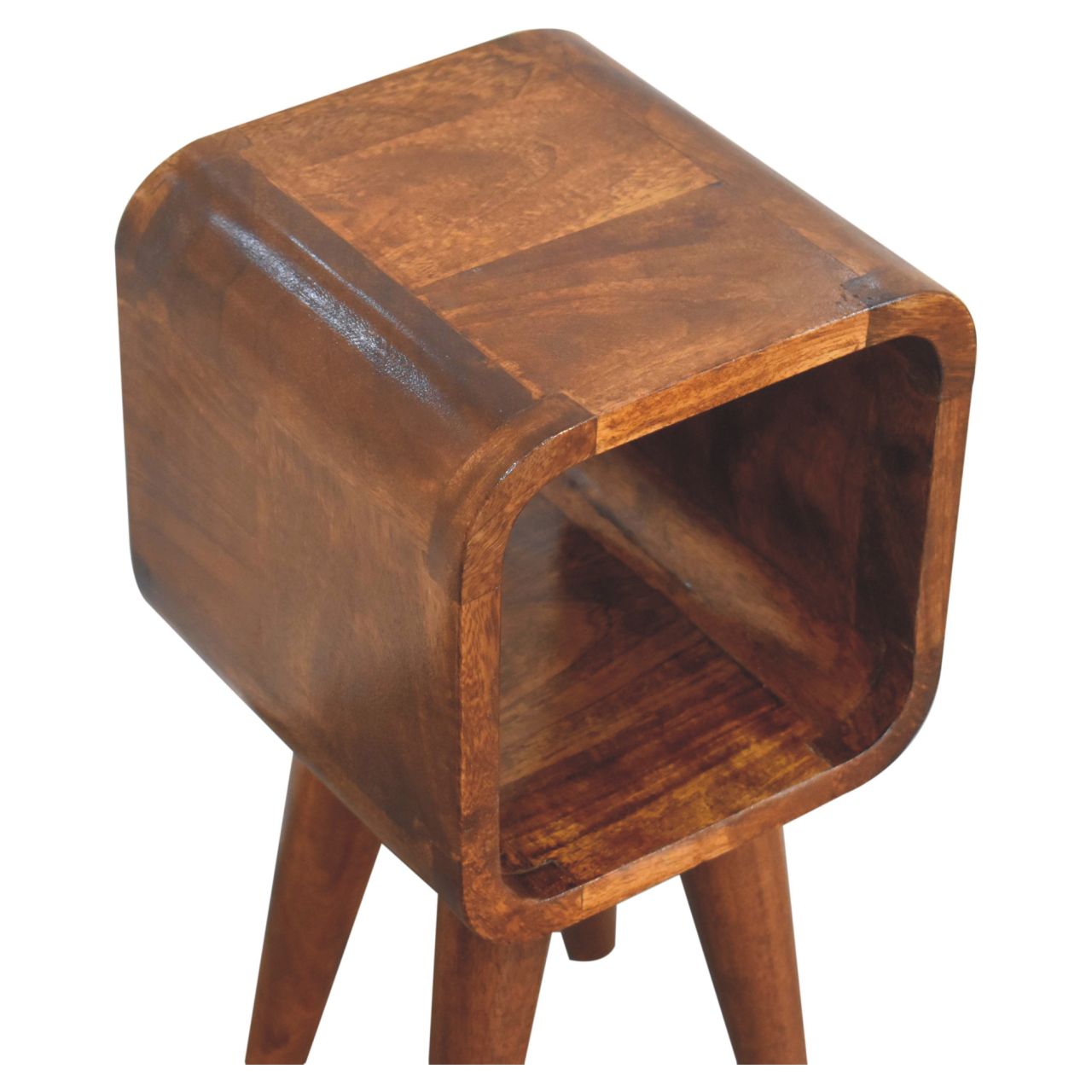 Extra Mini Minimalist Open Curved Chestnut Bedside - Image 5