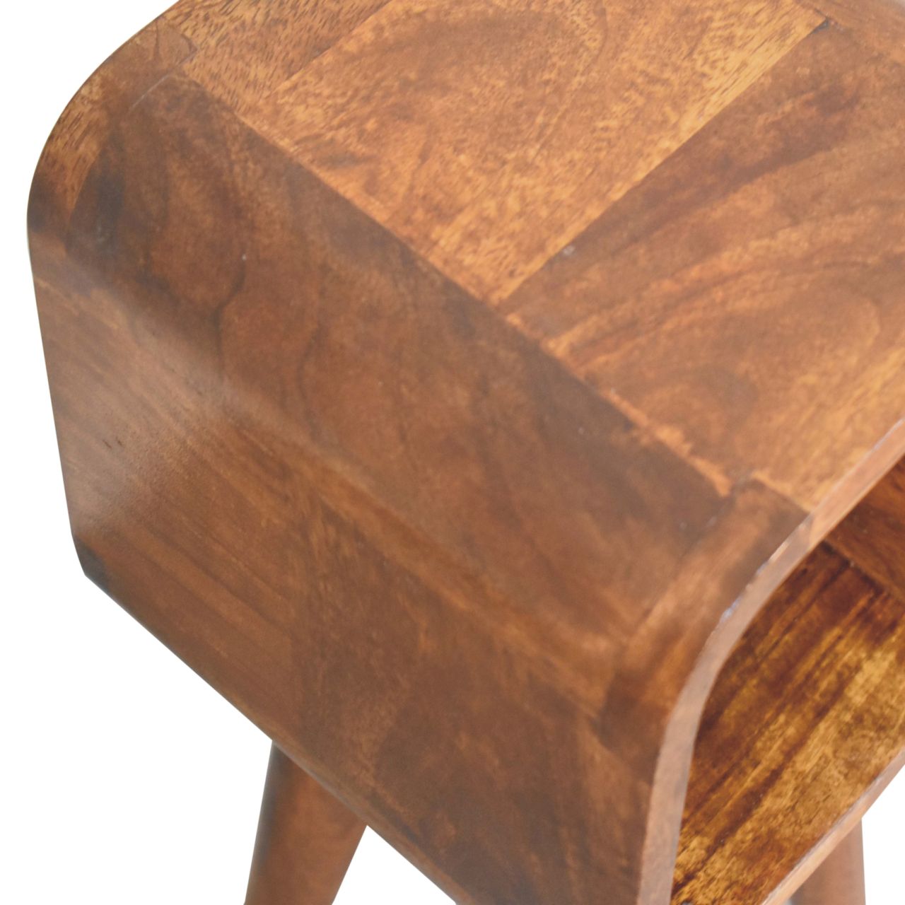 Extra Mini Minimalist Open Curved Chestnut Bedside - Image 6