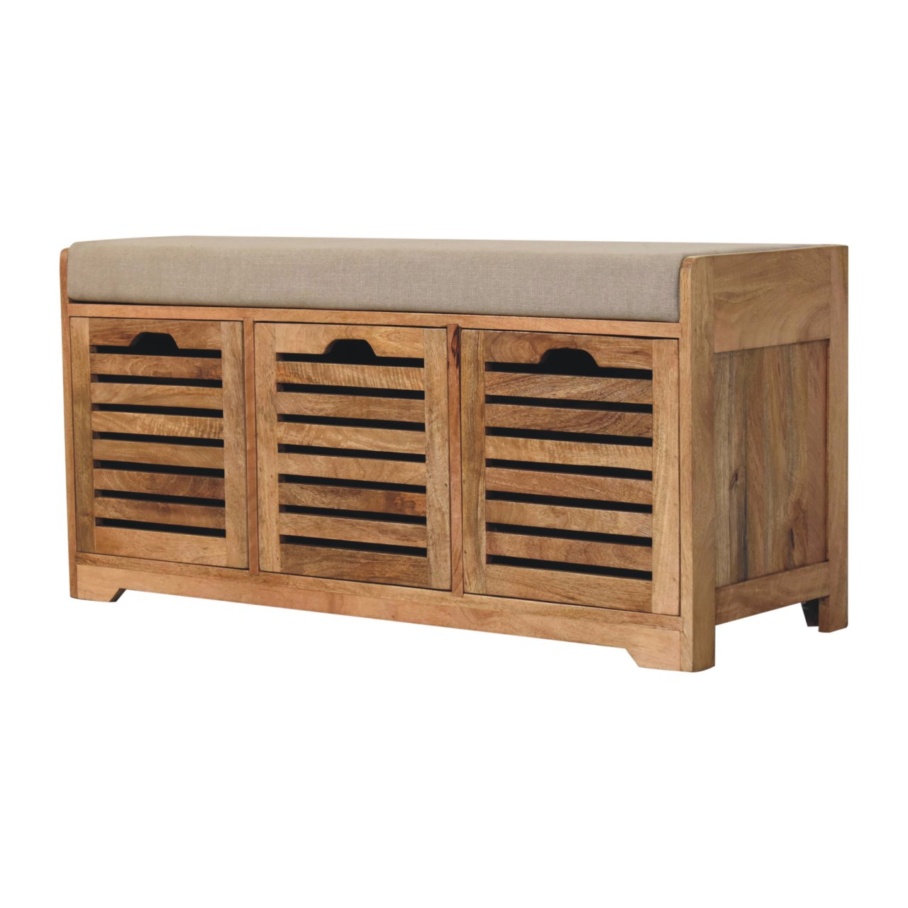 Shutter Oak-ish Shoe Bench - Image 2