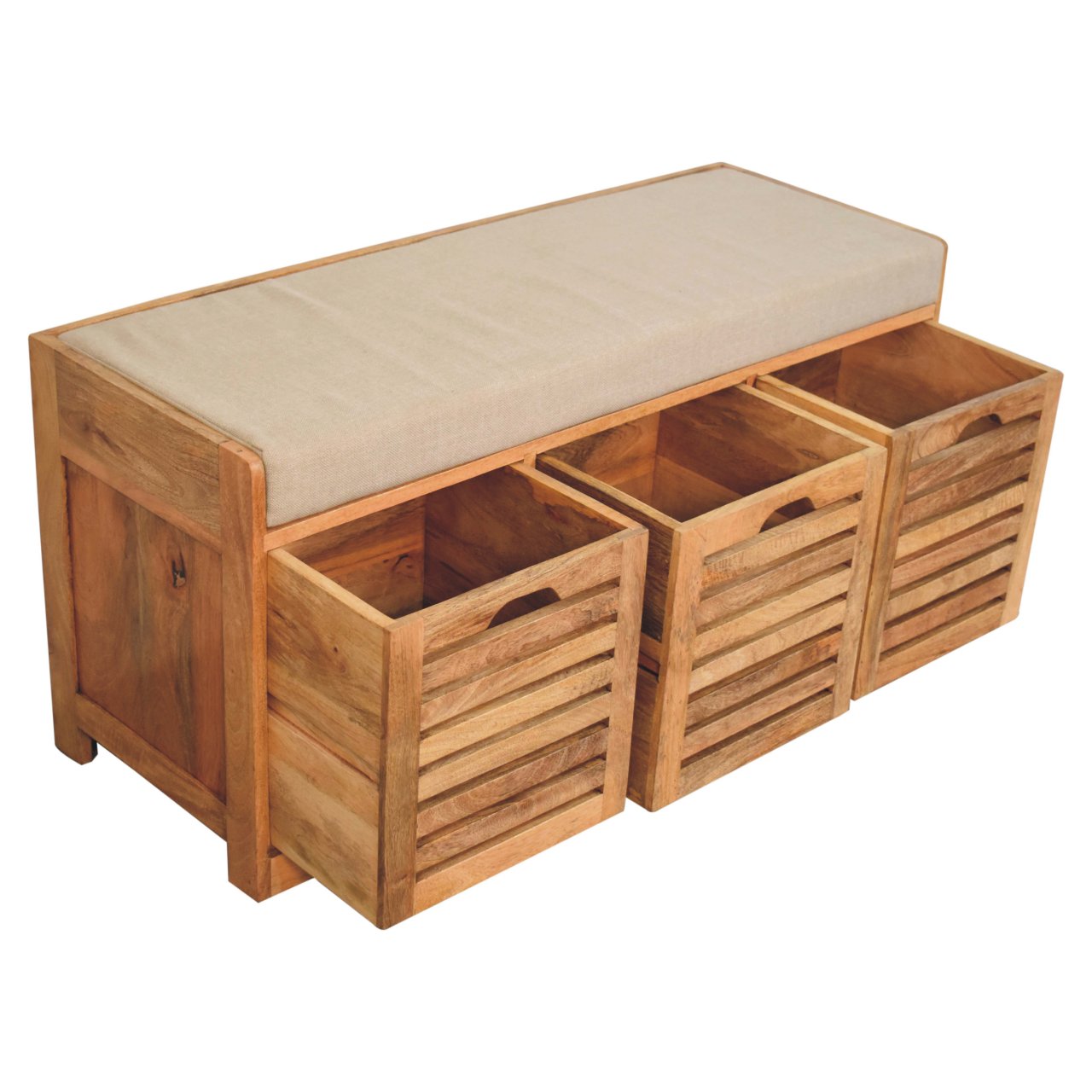 Shutter Oak-ish Shoe Bench - Image 5