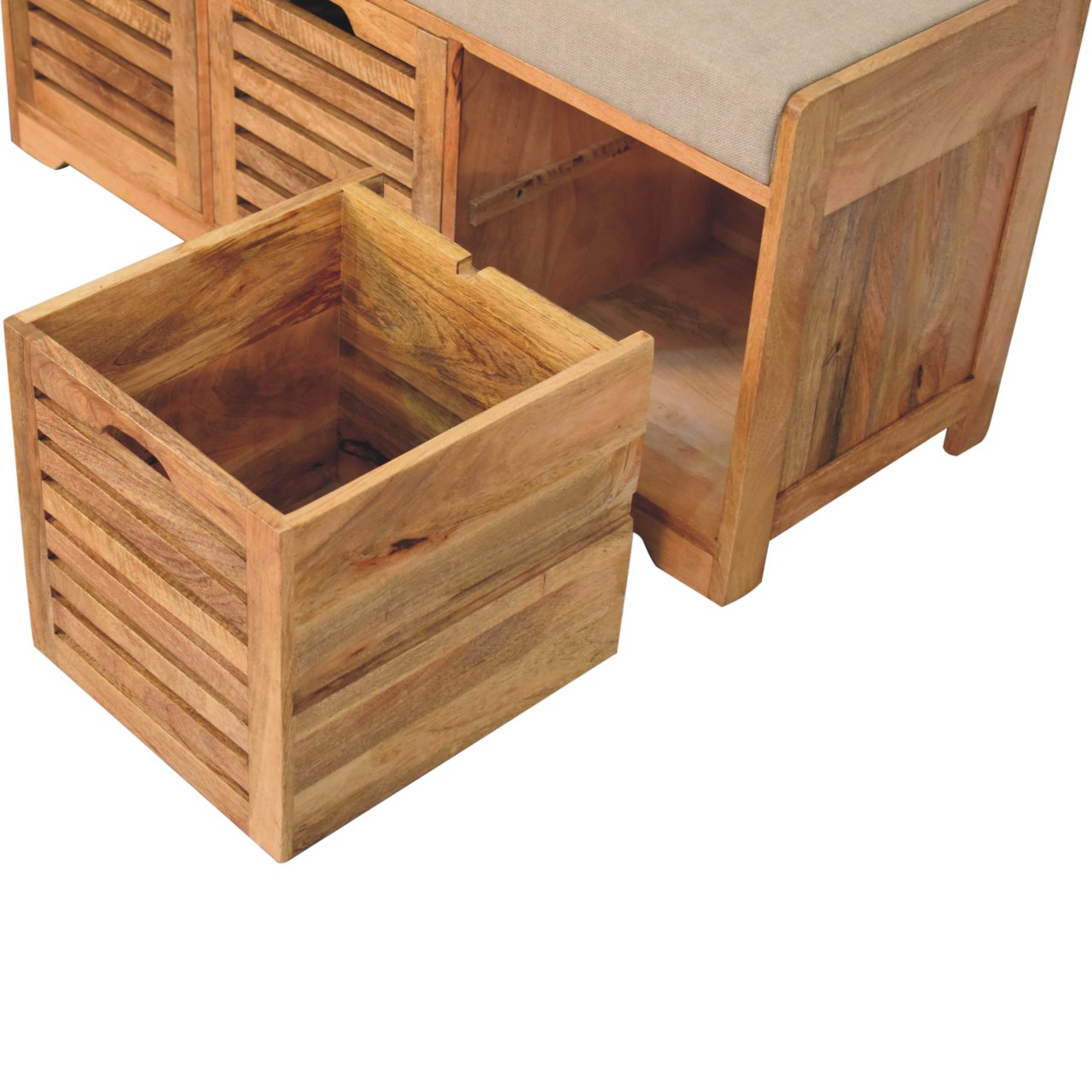 Shutter Oak-ish Shoe Bench - Image 6