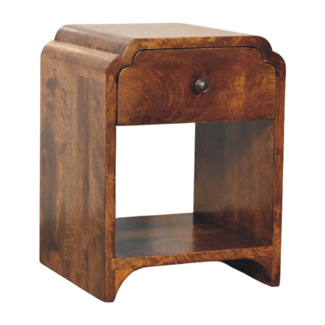 Newton Mini Chestnut Nightstand with a drawer and open shelf - Image 2