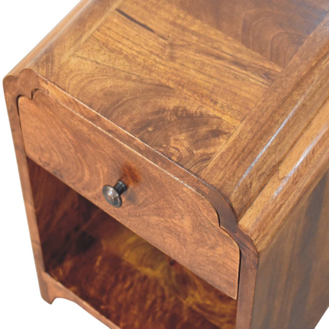 Newton Mini Chestnut Nightstand with a drawer and open shelf - Image 4