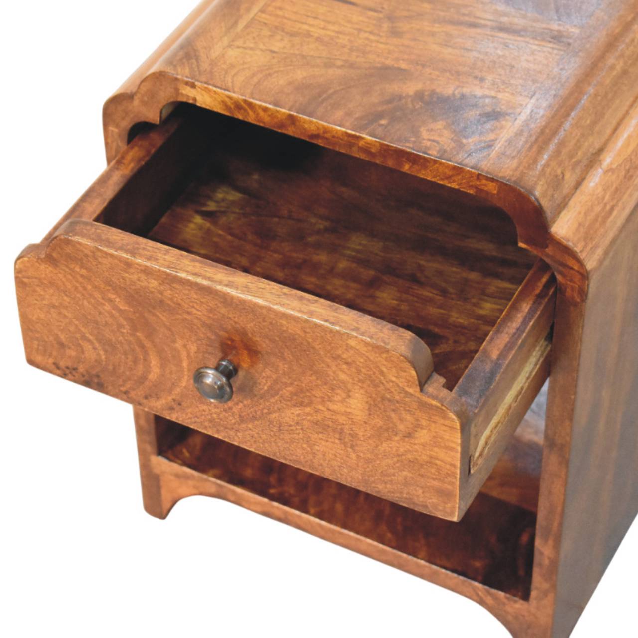 Newton Mini Chestnut Nightstand with a drawer and open shelf - Image 5