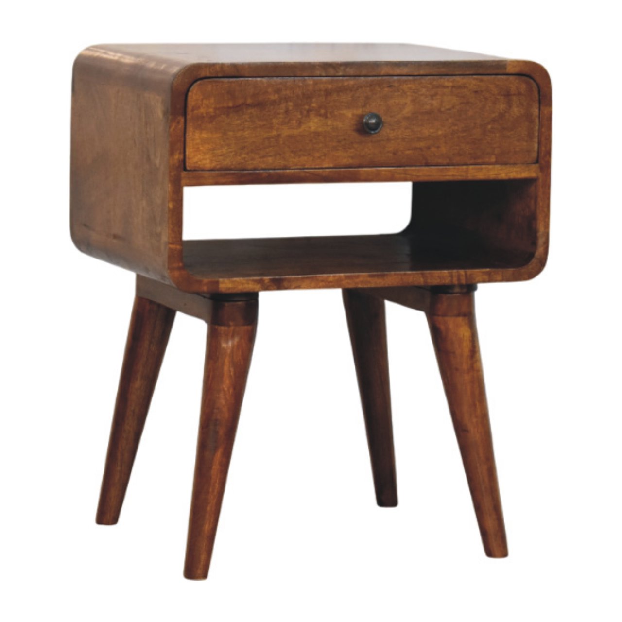Avora Chestnut Nightstand with Drawer and open slot - Image 3