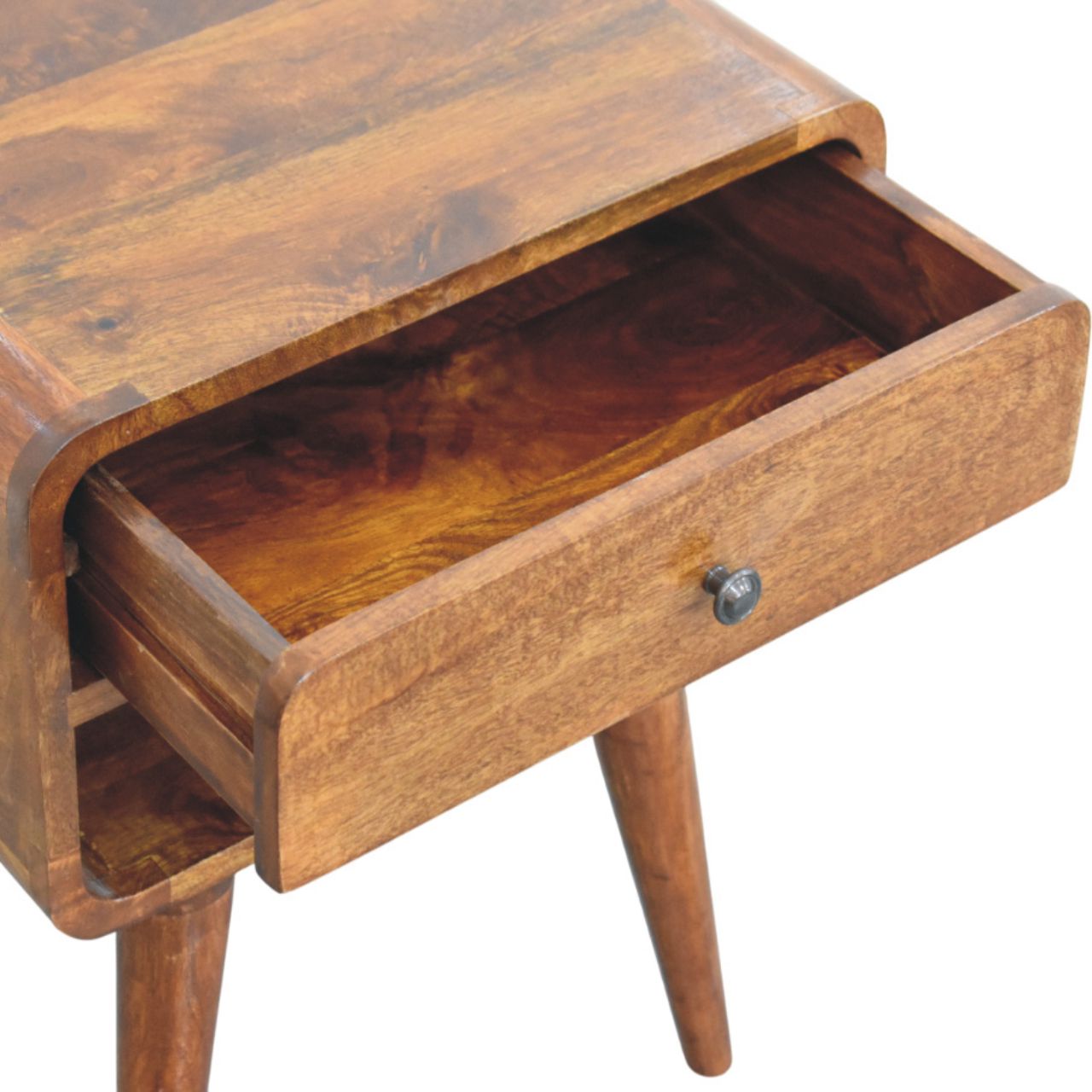Avora Chestnut Nightstand with Drawer and open slot - Image 6