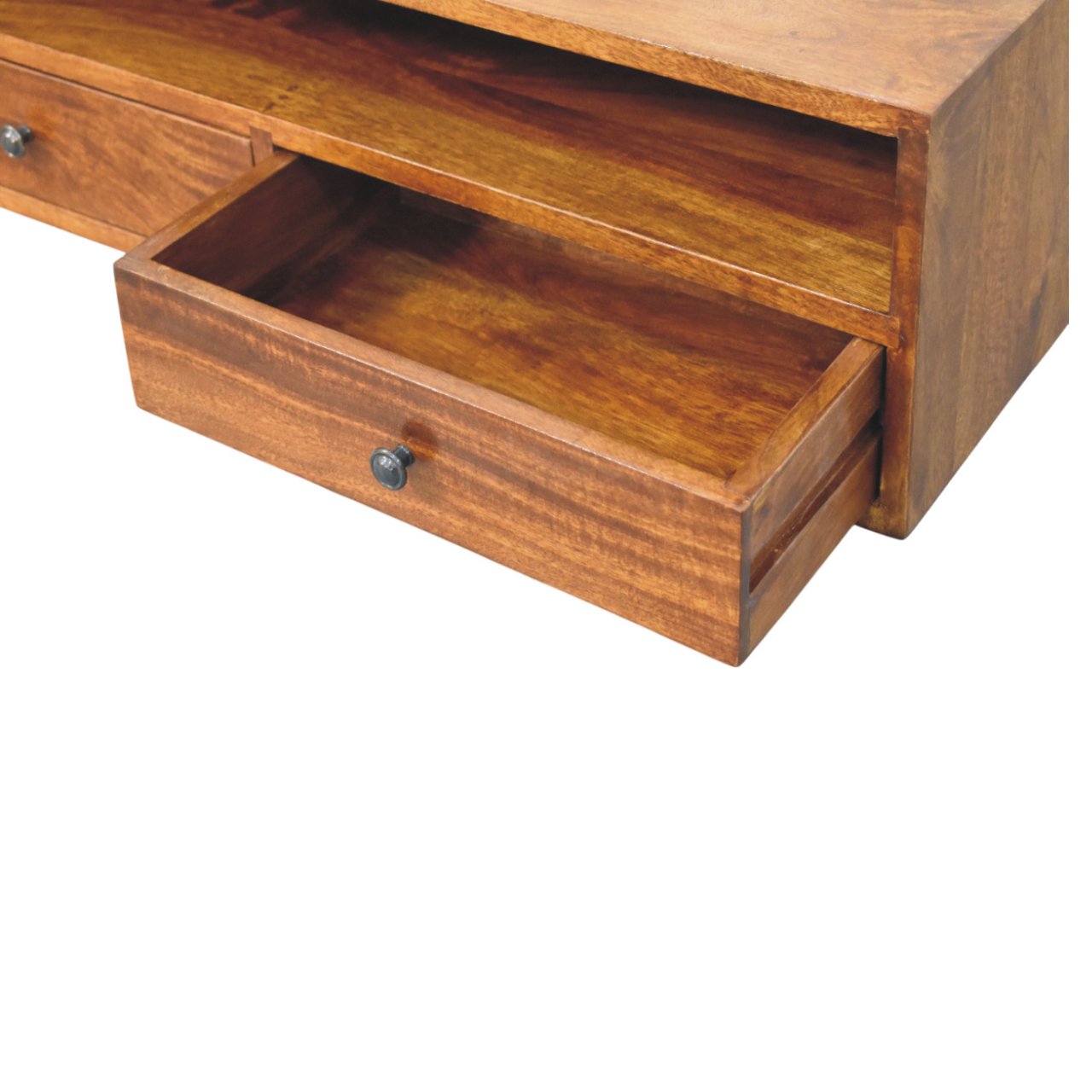 Lunar 2 Drawer Chestnut Wall Mounted Media Unit - Image 6
