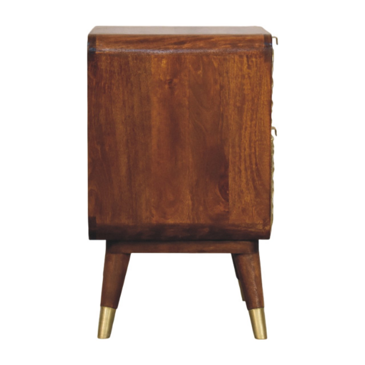Avora Brass Embossed 2 Drawer Chestnut Nightstand - Image 7