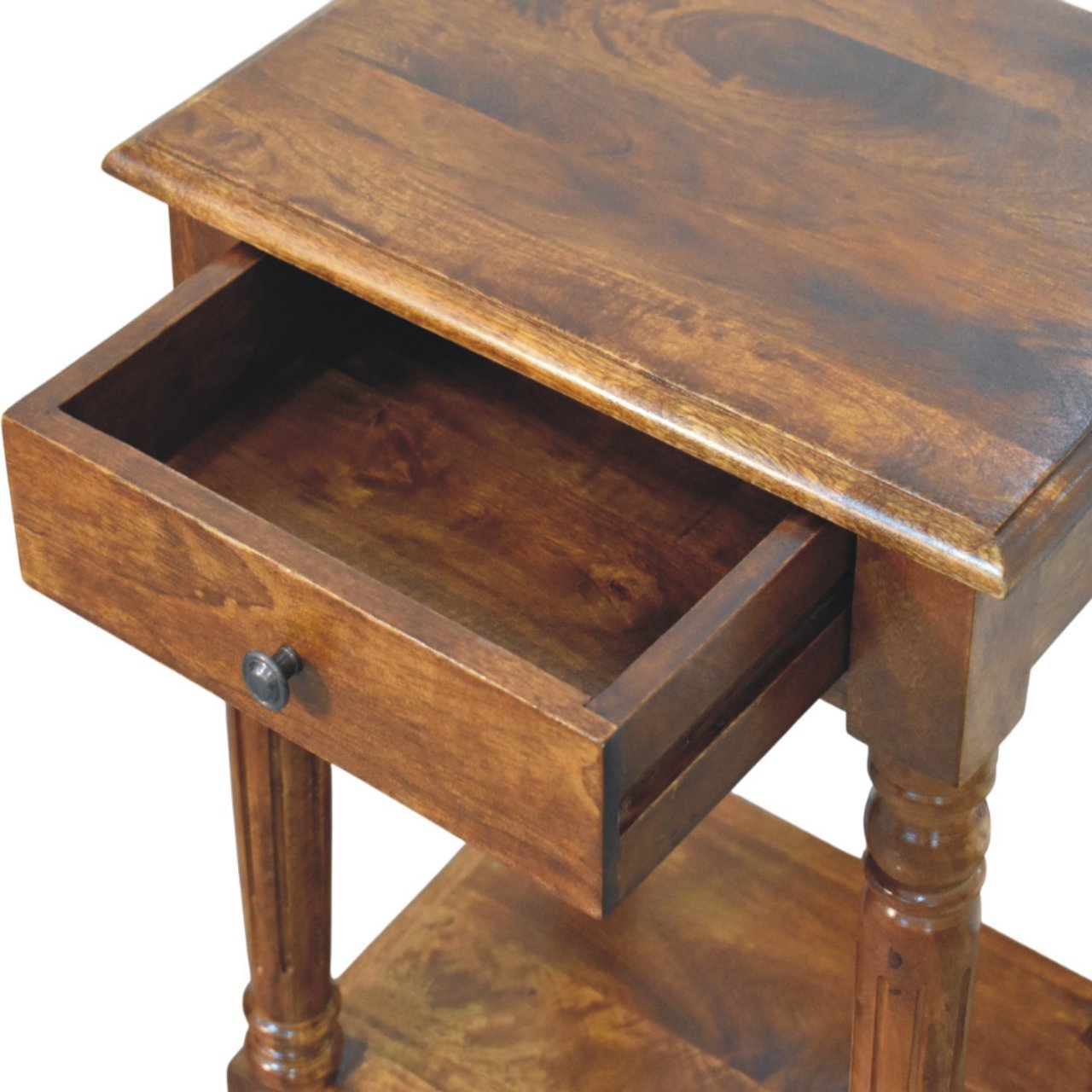 Turned legs Chestnut 1 Drawer Side Table - Image 5