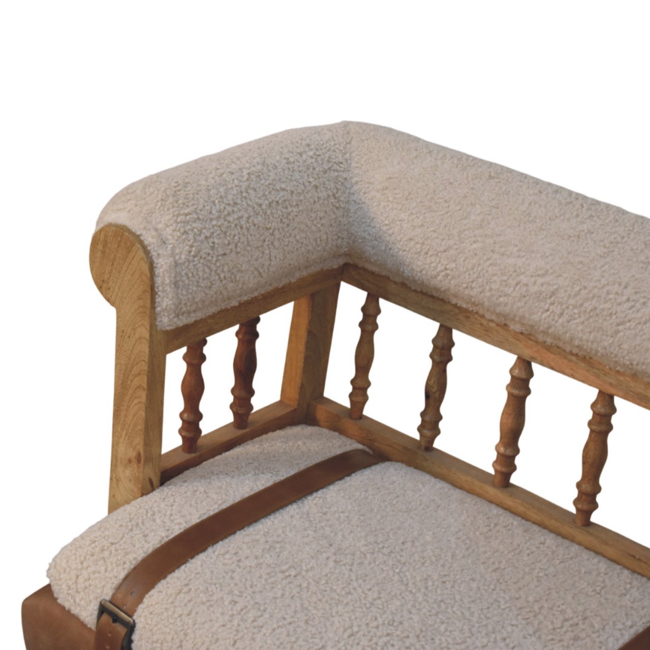 Strapped Hallway Boucle Bench - Image 4