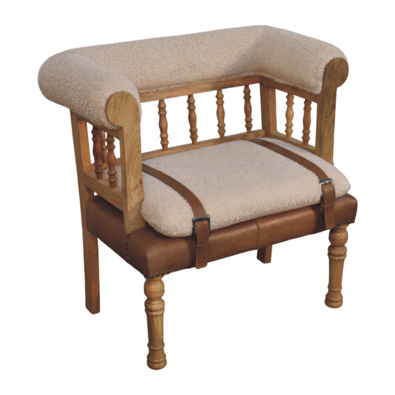 Strapped Hallway Boucle Bench - Image 5
