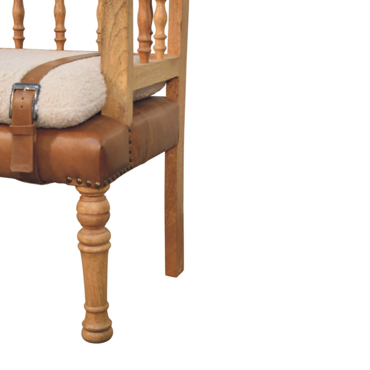Strapped Hallway Boucle Bench - Image 6
