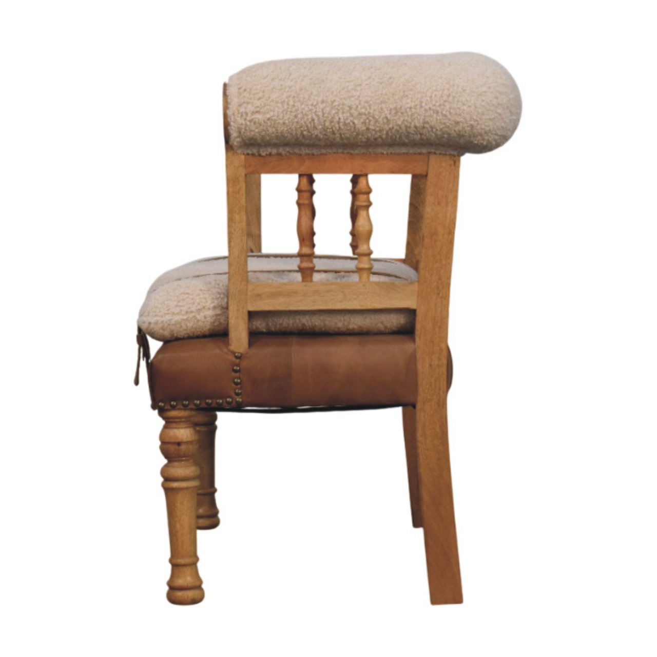 Strapped Hallway Boucle Bench - Image 7