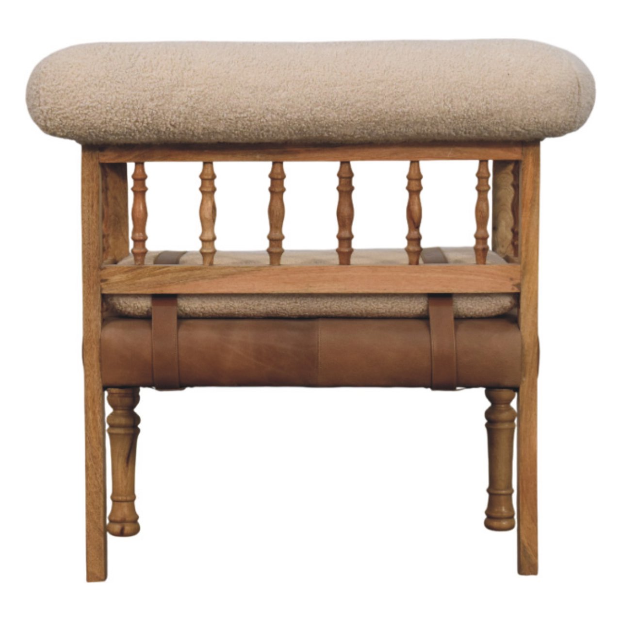 Strapped Hallway Boucle Bench - Image 8