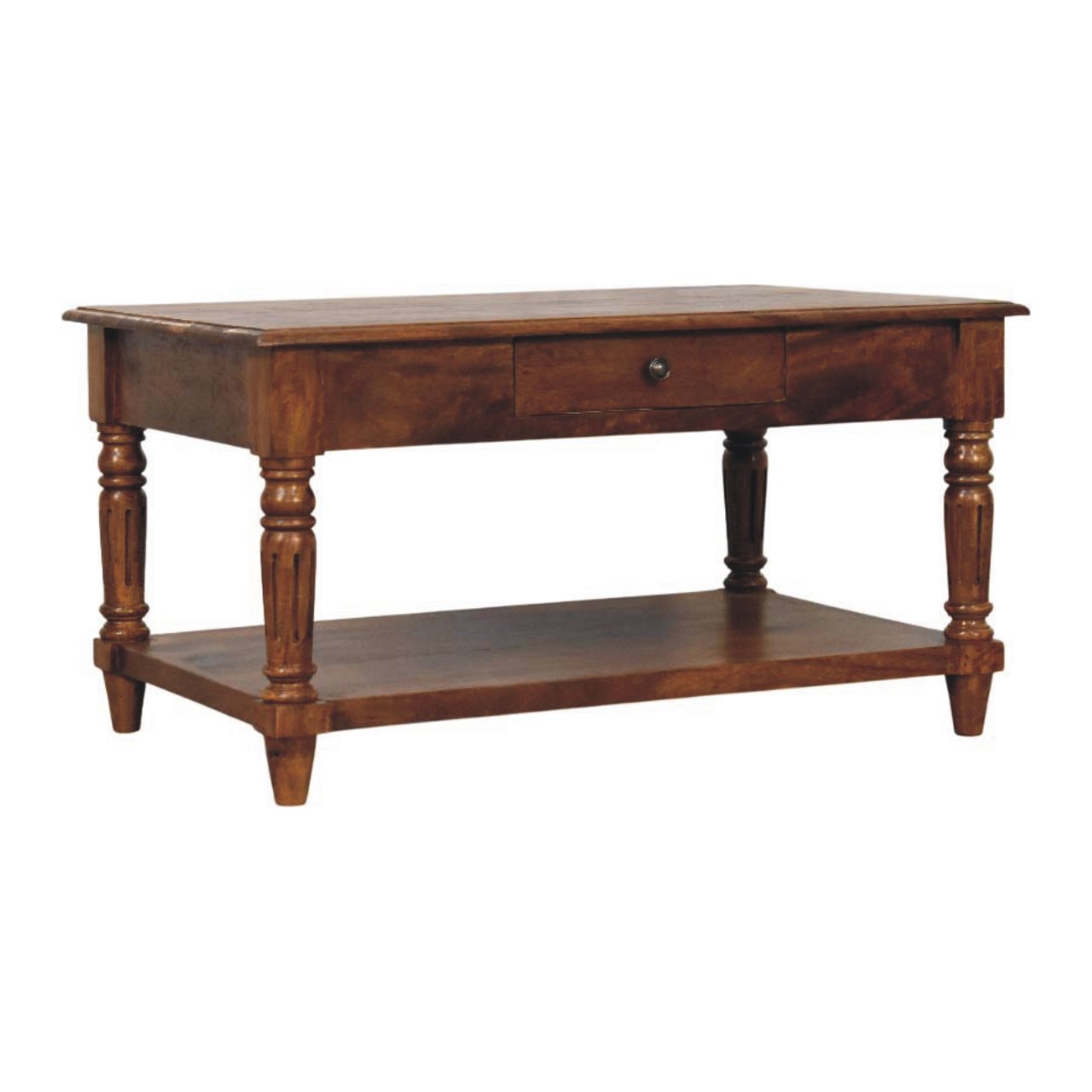 Turned legs Chestnut 2 Drawer Coffee Table - Image 2