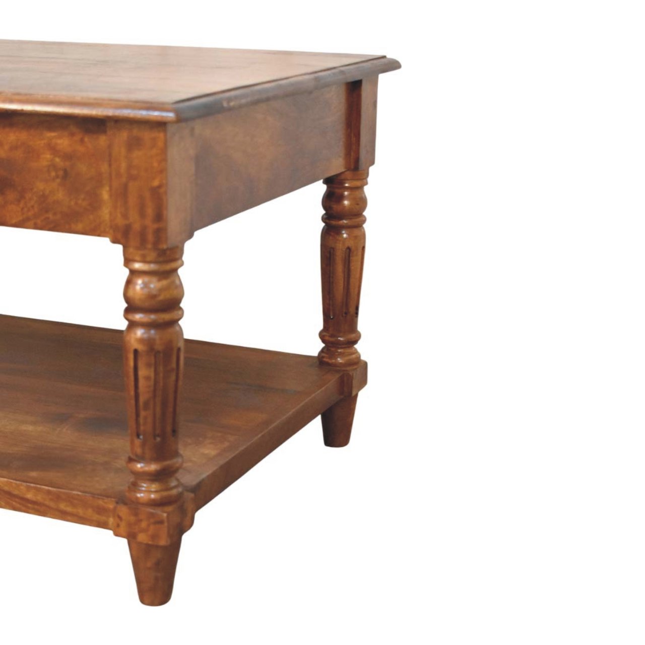 Turned legs Chestnut 2 Drawer Coffee Table - Image 7