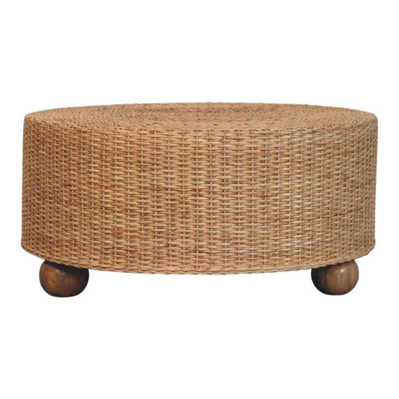 Regency Round Woven Coffee Table with Ball Feet - Image 6
