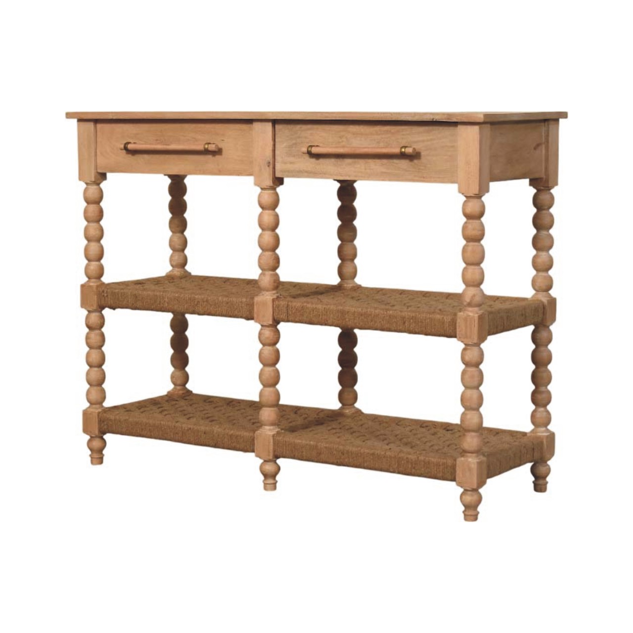 Savoy Bobbin Console with Jute Shelves - Image 2