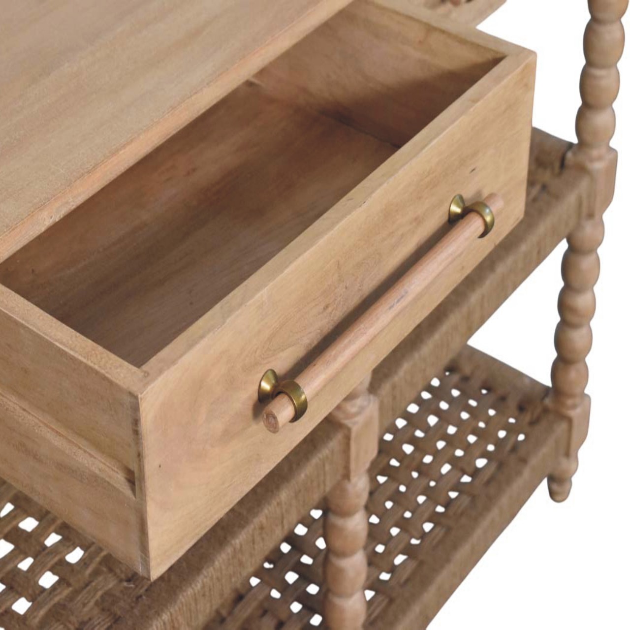 Savoy Bobbin Console with Jute Shelves - Image 5