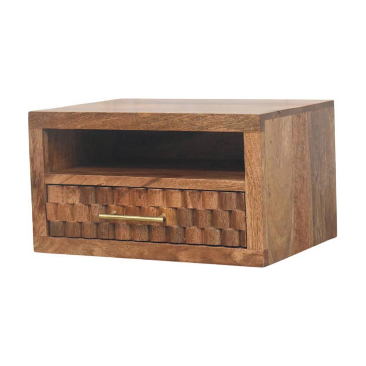 Arno Wall-Mounted Nightstand in Golden Teak - Image 2