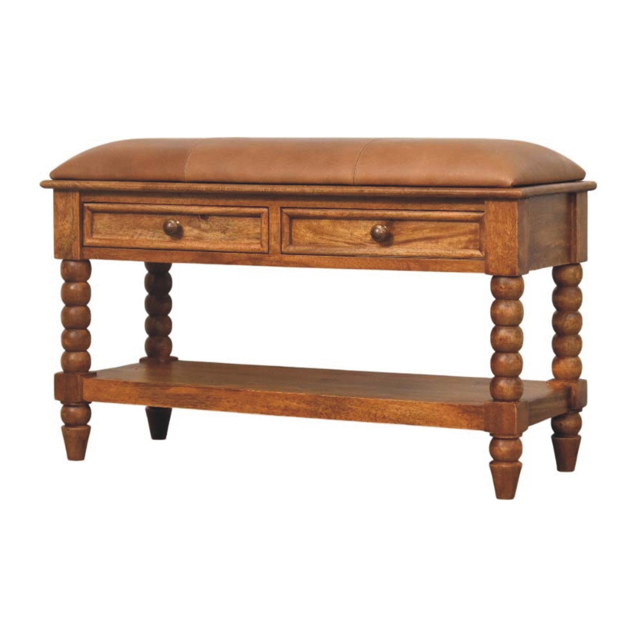 Leather Spindle Bench - Image 2