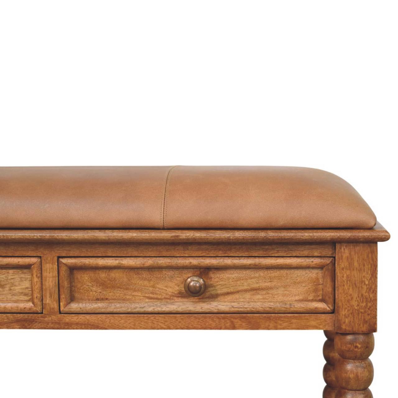 Leather Spindle Bench - Image 3