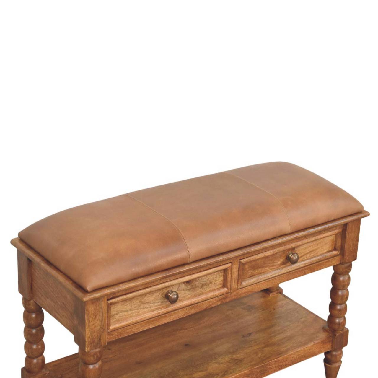 Leather Spindle Bench - Image 4