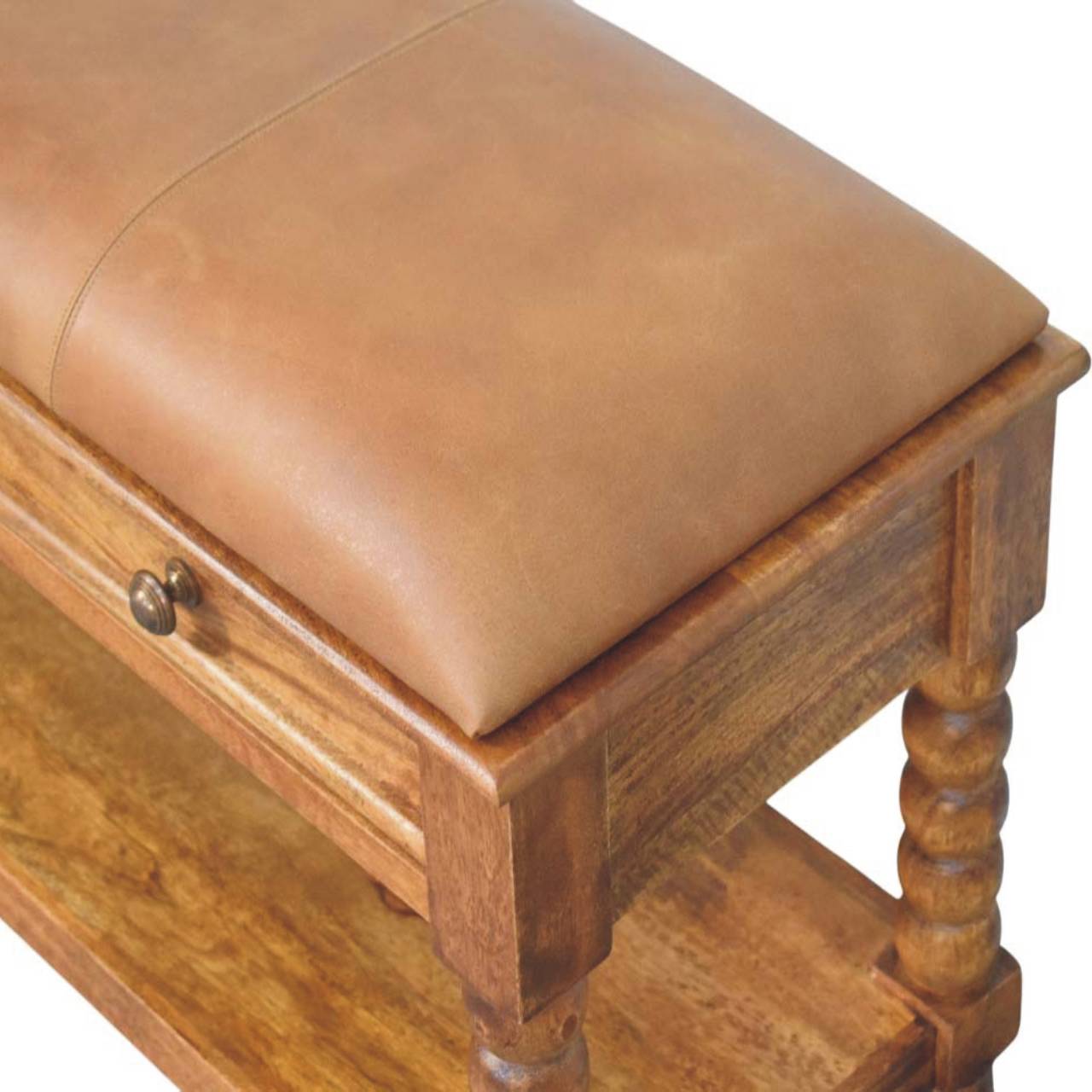 Leather Spindle Bench - Image 5