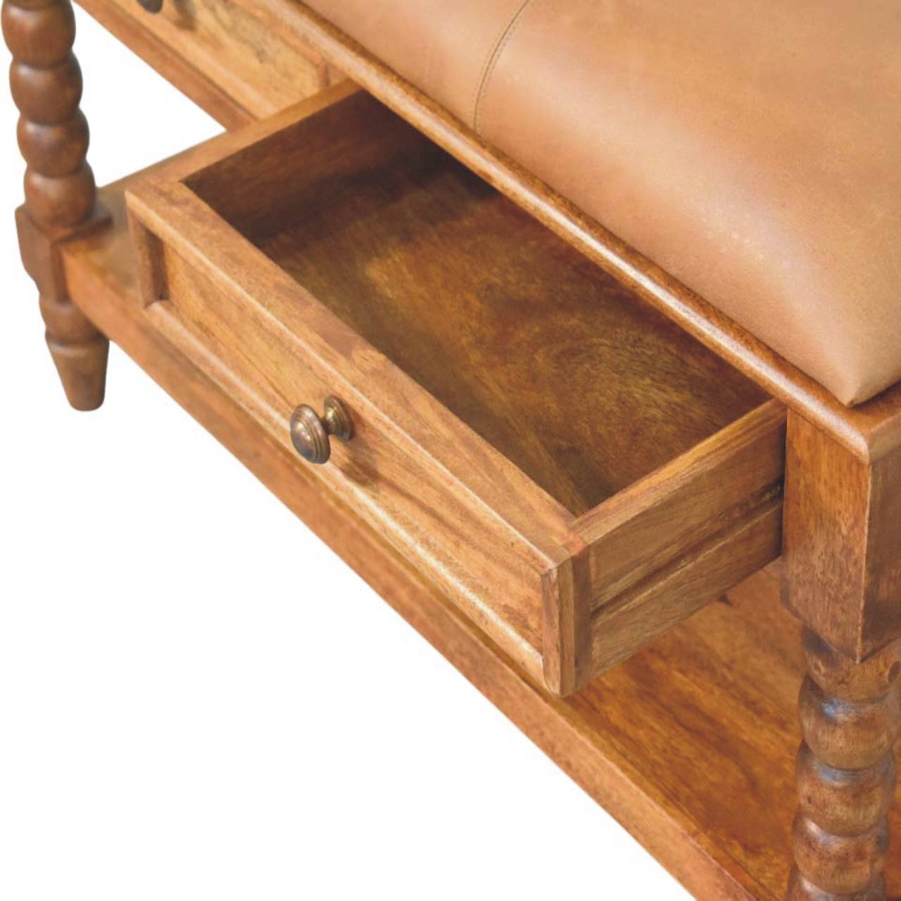Leather Spindle Bench - Image 6