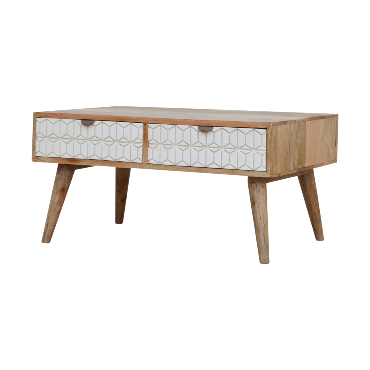 Sleek White Carved Coffee Table - Image 2